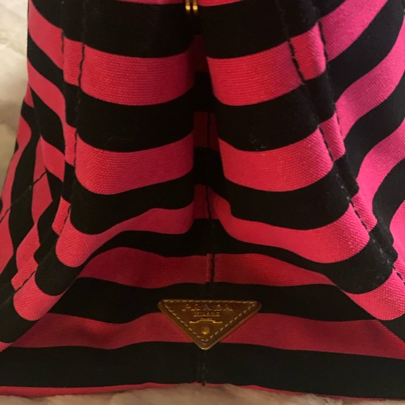 Authentic Prada Large Striped Canapa Tote - Picture 5 of 11